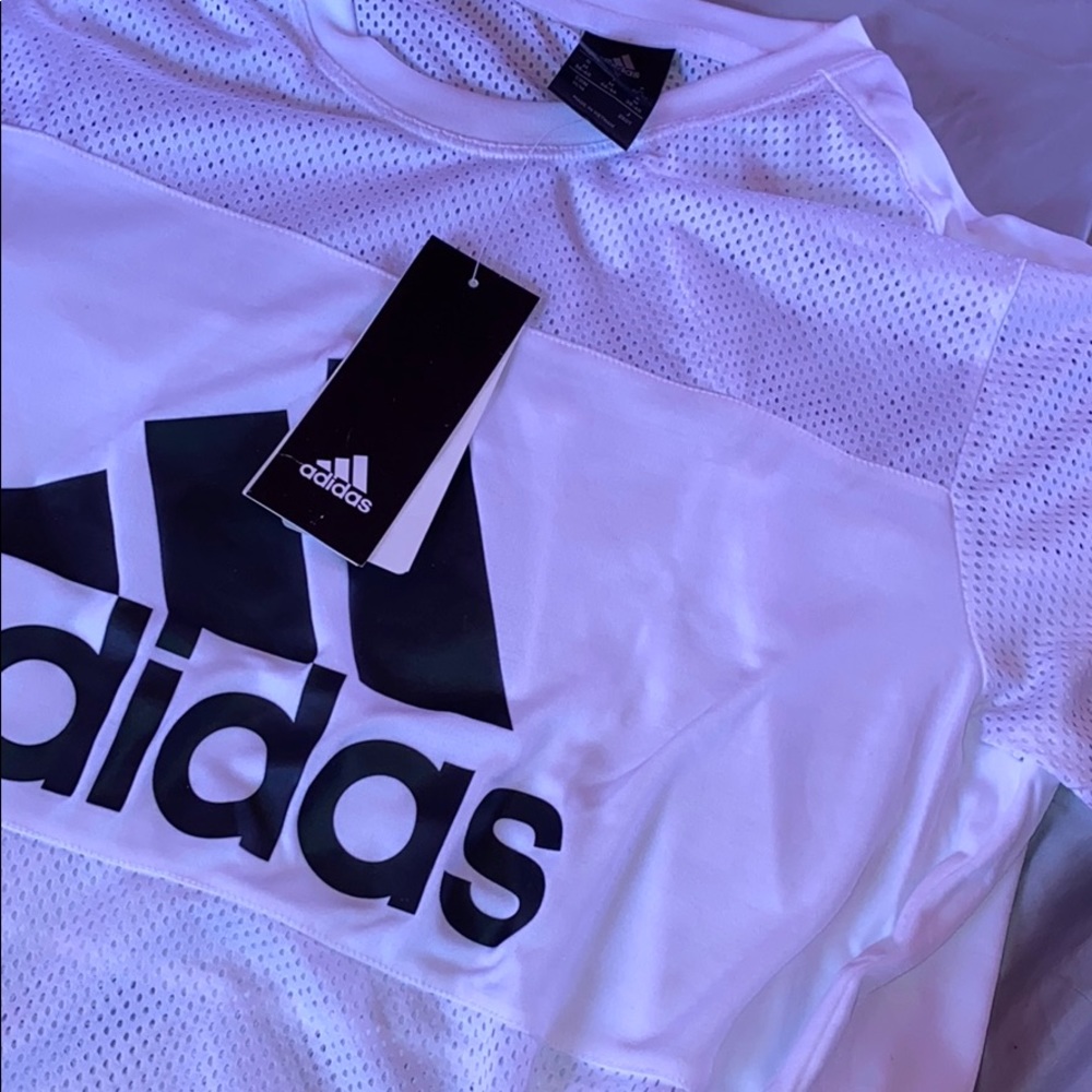 white adidas mesh shirt